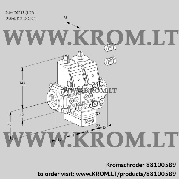 Kromschroder VCG 1E15R/15R05NGEVWR3/PPPP/PPPP, 88100589 air/gas ratio control, 88100589