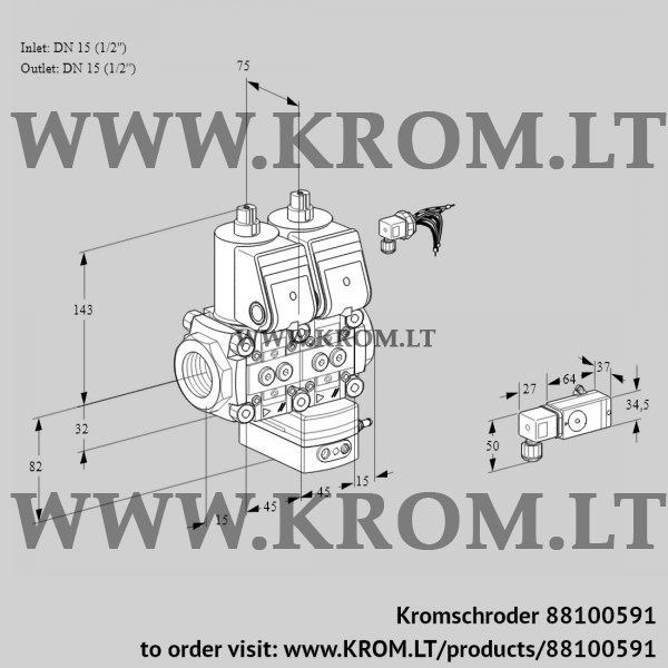 Kromschroder VCD 1E15R/15R05ND-100WR/2-PP/PPPP, 88100591 pressure regulator, 88100591