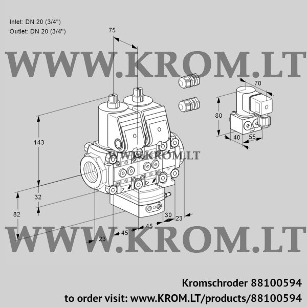 Kromschroder VCH 1E20R/20R05NHEVQR3/PPPP/PPBY, 88100594 flow rate regulator, 88100594