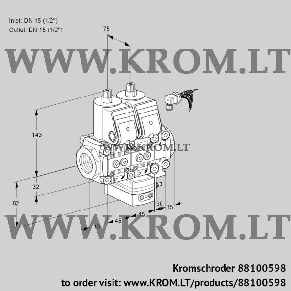 Kromschroder VCH 1E15R/15R05NHEVWR/PPPP/PPPP, 88100598 flow rate regulator, 88100598