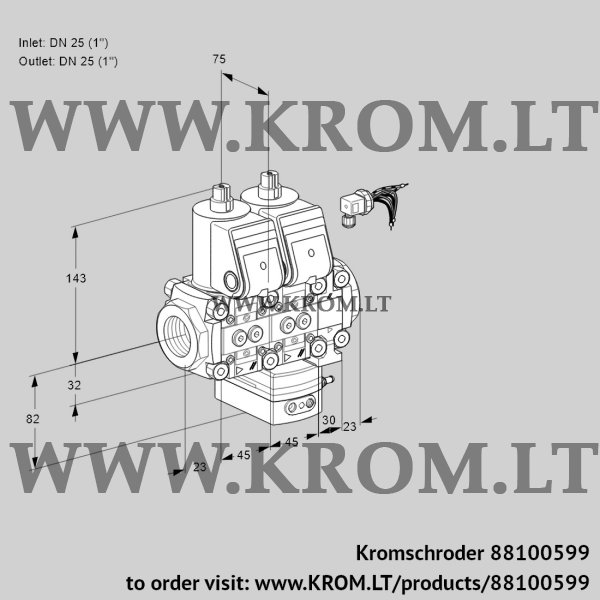 Kromschroder VCH 1E25R/25R05NHEVWR/PPPP/PPPP, 88100599 flow rate regulator, 88100599