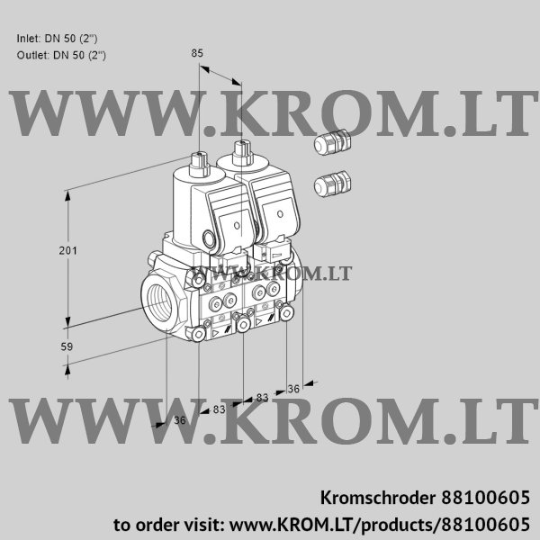 Kromschroder VCS 3E50R/50R05NNWGR3/PPPP/PPPP, 88100605 double solenoid valve, 88100605