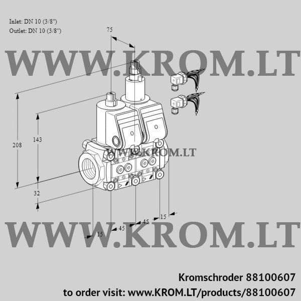 Kromschroder VCS 1E10R/10R05NLKR6/PPPP/PPPP, 88100607 double solenoid valve, 88100607