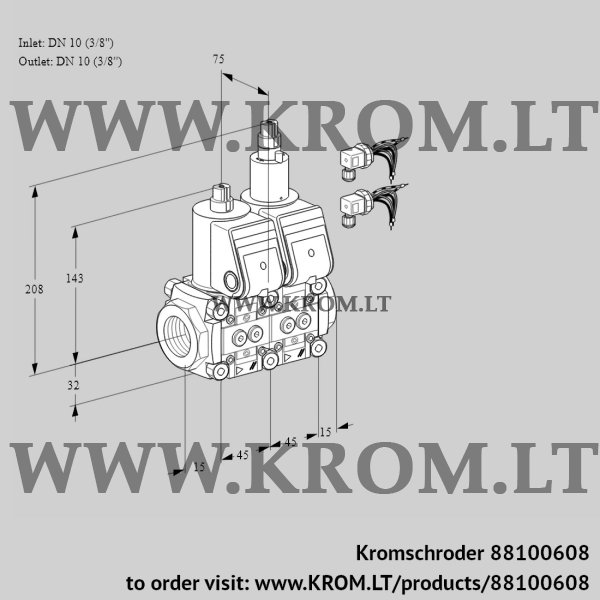 Kromschroder VCS 1E10R/10R05NLWR6/PPPP/PPPP, 88100608 double solenoid valve, 88100608