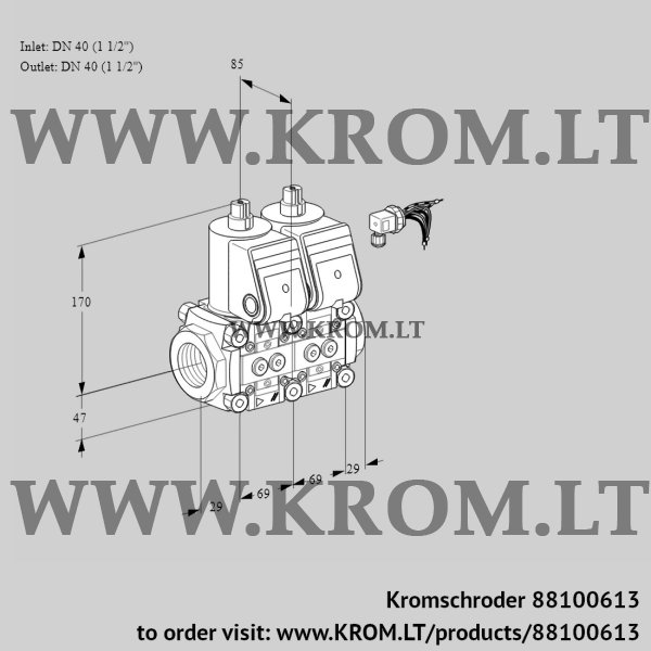 Kromschroder VCS 2E40R/40R05NNKR/PPPP/PPPP, 88100613 double solenoid valve, 88100613