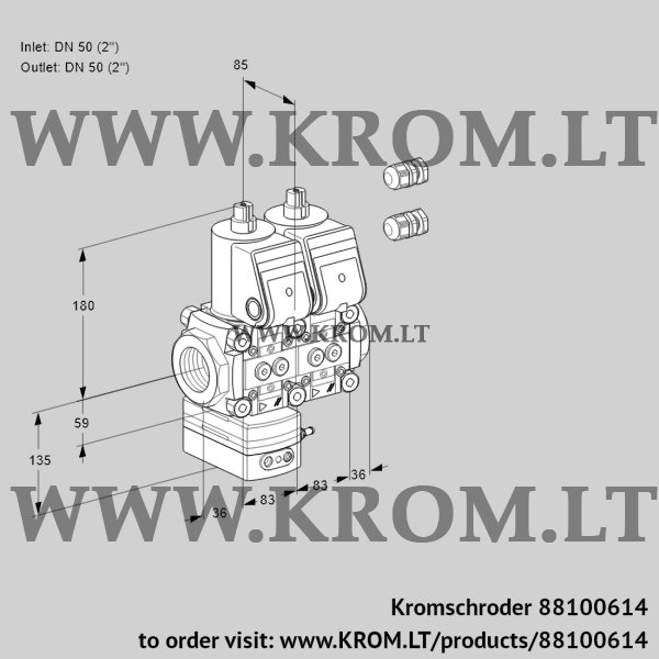 Kromschroder VCG 3E50R/50R05GENQR3/PPPP/PPPP, 88100614 air/gas ratio control, 88100614