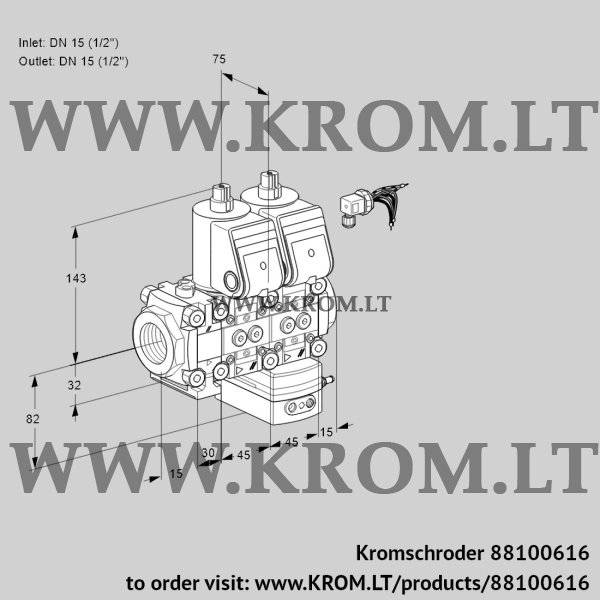 Kromschroder VCG 1E15R/15R05F2NGNKR/PPPP/PPPP, 88100616 air/gas ratio control, 88100616