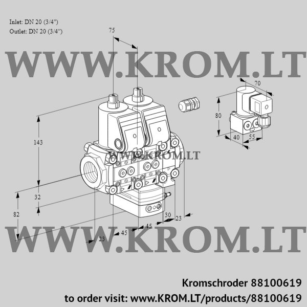 Kromschroder VCG 1E20R/20R05NGEVWR/PPPP/PPBY, 88100619 air/gas ratio control, 88100619