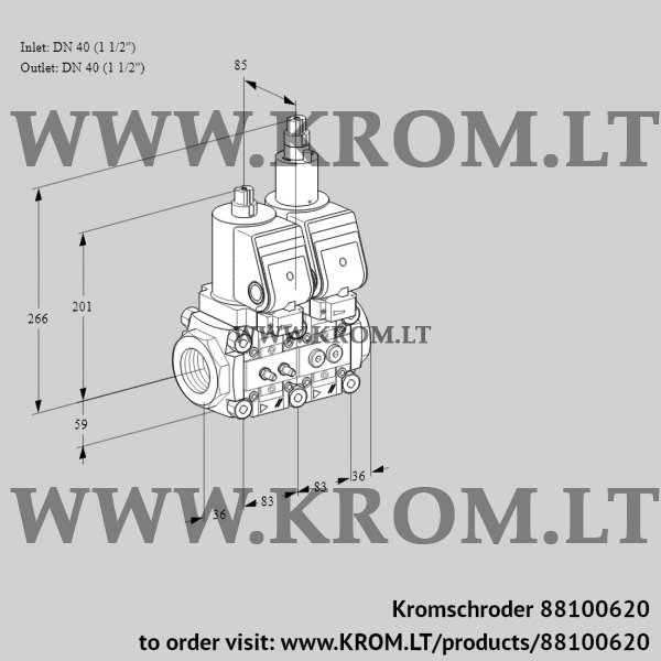 Kromschroder VCS 3T40N/40N05NLQSR/MMPP/PPPP, 88100620 double solenoid valve, 88100620