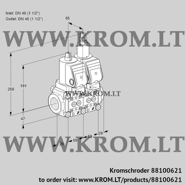 Kromschroder VCS 2T40N/40N05NLQSR/PPPP/MMMM, 88100621 double solenoid valve, 88100621