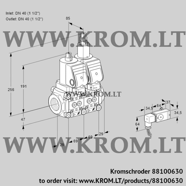 Kromschroder VCS 2T40N/40N05NLQSR/3-PP/PP3-, 88100630 double solenoid valve, 88100630