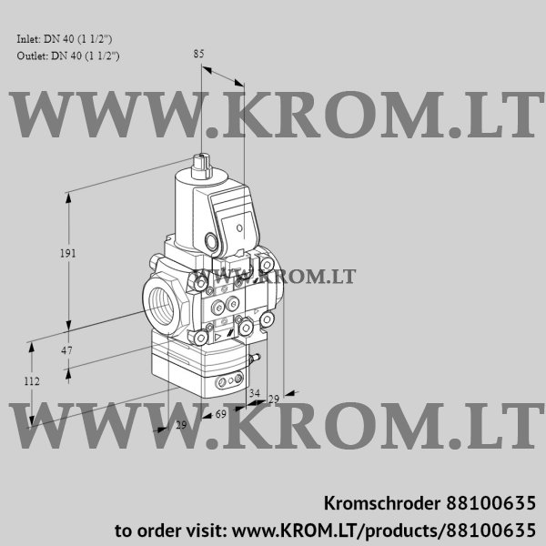 Kromschroder VAH 2T40N/40N05HAVQSR/PP/PP, 88100635 flow rate regulator, 88100635