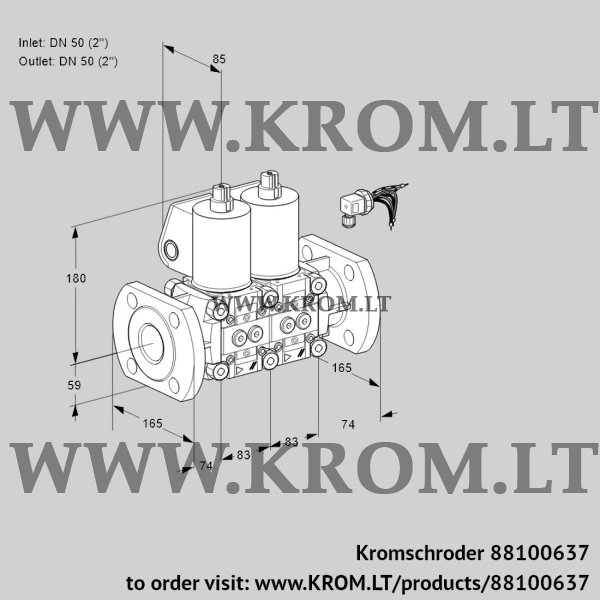 Kromschroder VCS 3E50F/50F05NNWL/PPPP/PPPP, 88100637 double solenoid valve, 88100637