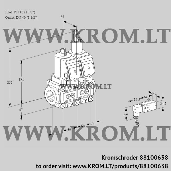 Kromschroder VCS 2T40N/40N05NLQSR/3--3/PPPP, 88100638 double solenoid valve, 88100638