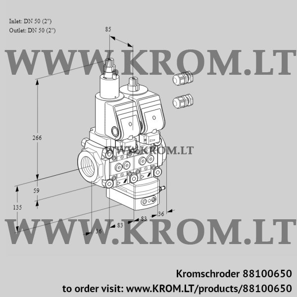 Kromschroder VCH 3E50R/50R05LHEWSR3/PPPP/PPPP, 88100650 flow rate regulator, 88100650