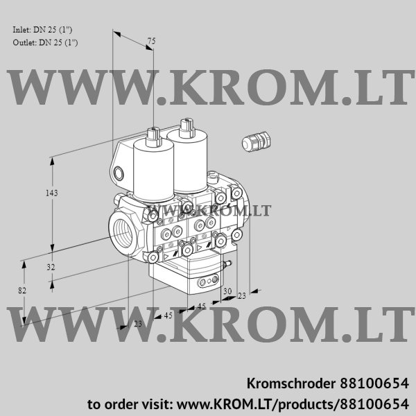 Kromschroder VCH 1E25R/25R05NHEVWL/PPPP/PPPP, 88100654 flow rate regulator, 88100654