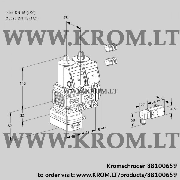 Kromschroder VCD 1E15R/15R05FD-50NWR3/2-PP/PPPP, 88100659 pressure regulator, 88100659