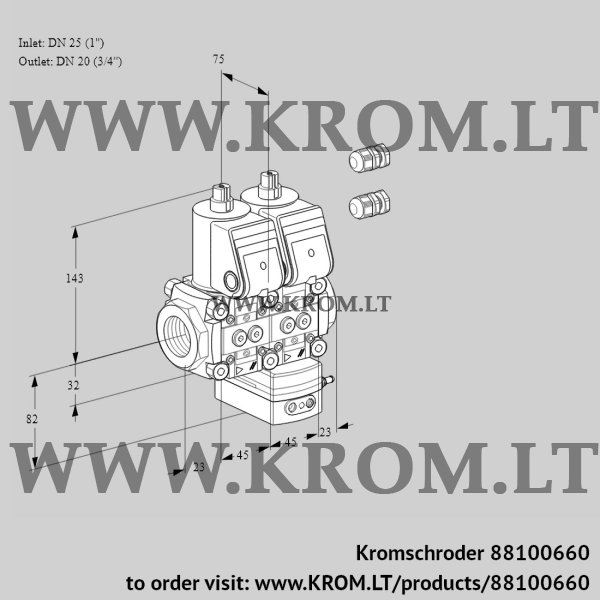 Kromschroder VCD 1E25R/20R05ND-50WR3/PPPP/PPPP, 88100660 pressure regulator, 88100660