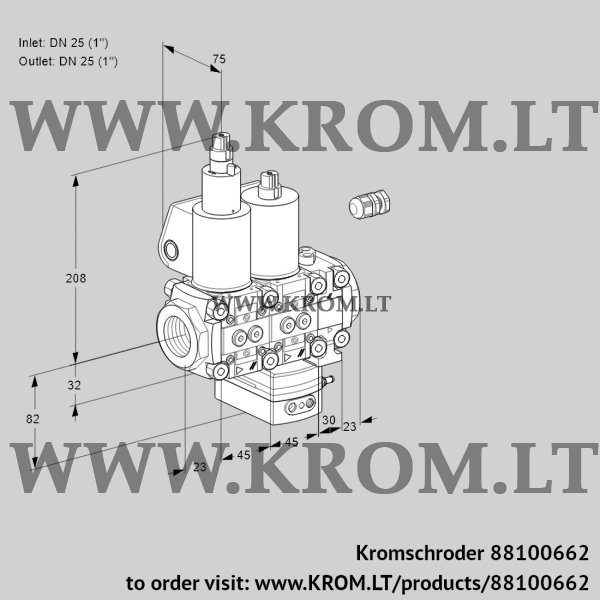 Kromschroder VCH 1E25R/25R05LHEVWL/PPPP/PPPP, 88100662 flow rate regulator, 88100662