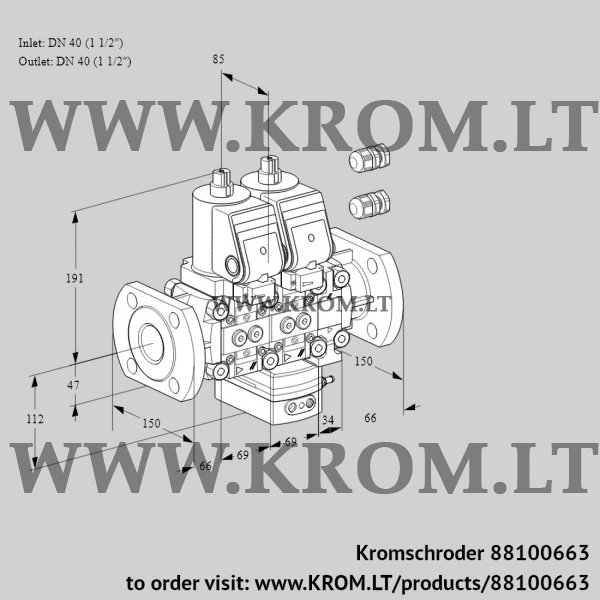 Kromschroder VCH 2E40F/40F05NHEVWSR3/PPPP/PPPP, 88100663 flow rate regulator, 88100663