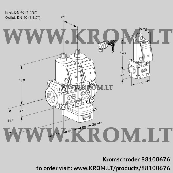 Kromschroder VCG 2E40R/40R05NGEWR/PPPP/PPZS, 88100676 air/gas ratio control, 88100676