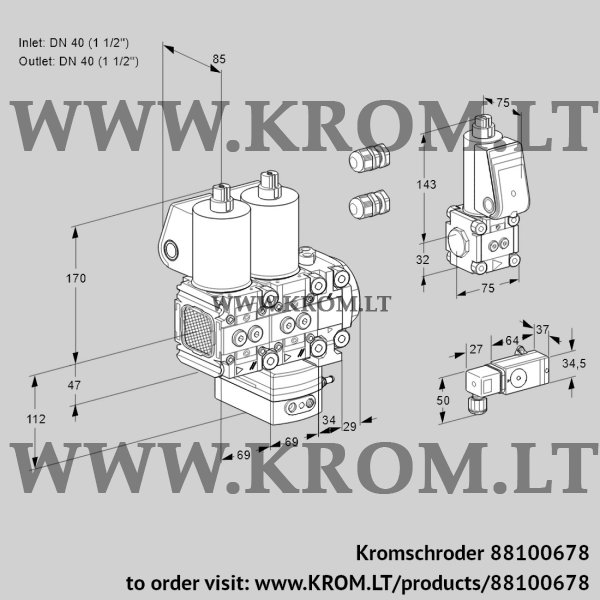 Kromschroder VCG 2E40R/40R05FNGEVWL3/PPZS/2--3, 88100678 air/gas ratio control, 88100678