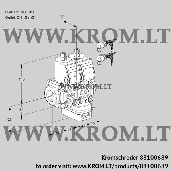 Kromschroder VCG 1E20R/15R05NGEWR6/PPPP/PPPP, 88100689 air/gas ratio control, 88100689