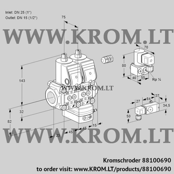 Kromschroder VCG 1E25R/15R05NGEWR/-3PP/PPZY, 88100690 air/gas ratio control, 88100690