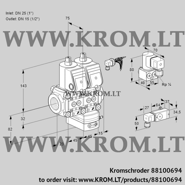 Kromschroder VCG 1E25R/15R05NGEWR/3-PP/MMZY, 88100694 air/gas ratio control, 88100694