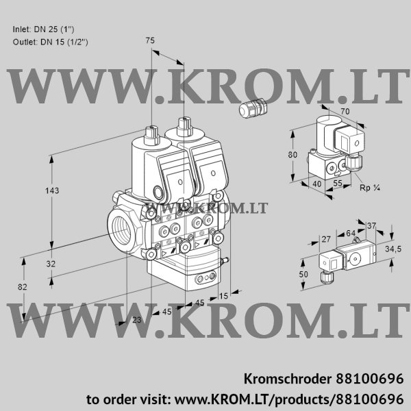 Kromschroder VCG 1E25R/15R05NGEWR/3-PP/MMZY, 88100696 air/gas ratio control, 88100696