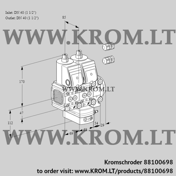 Kromschroder VCG 2E40R/40R05FNGEVWR3/PPPP/PPPP, 88100698 air/gas ratio control, 88100698