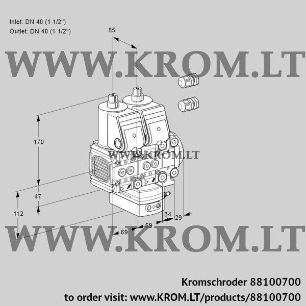 Kromschroder VCG 2E40R/40R05FNGEVWR3/PPPP/PPPP, 88100700 air/gas ratio control, 88100700