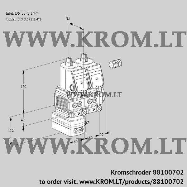 Kromschroder VCD 2E32R/32R05FD-100NWR/PPPP/PPPP, 88100702 pressure regulator, 88100702