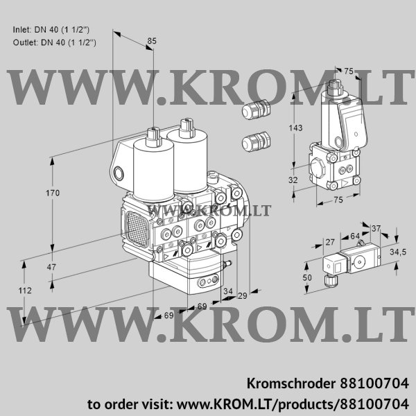 Kromschroder VCG 2E40R/40R05FNGEVWL3/ZSPP/2--3, 88100704 air/gas ratio control, 88100704