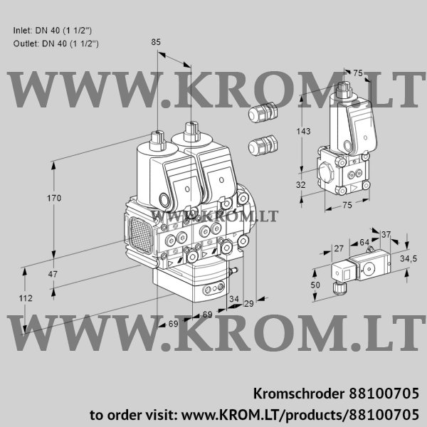 Kromschroder VCG 2E40R/40R05FNGEVWR3/2--3/PPZS, 88100705 air/gas ratio control, 88100705