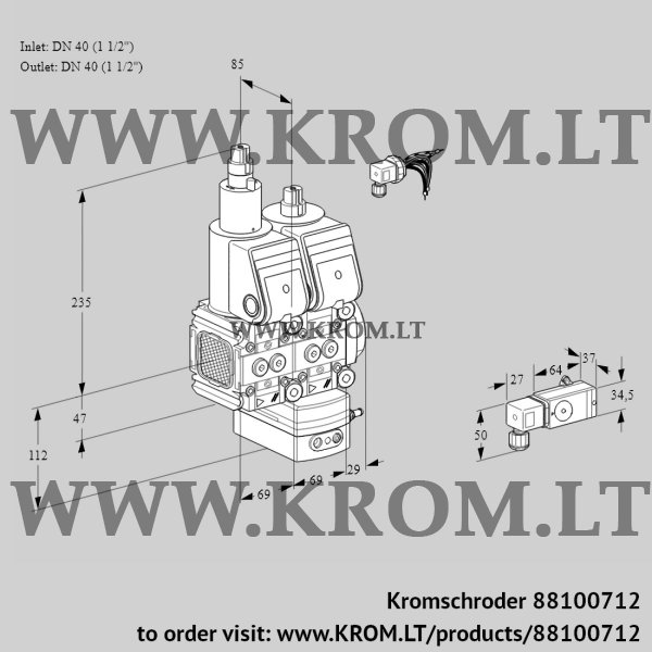 Kromschroder VCD 2E40R/40R05FLD-25WR/3-PP/PPPP, 88100712 pressure regulator, 88100712