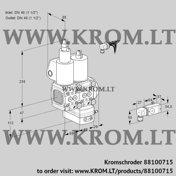 Kromschroder VCD 2E40R/40R05FLD-25WL/PPPP/3-PP, 88100715 pressure regulator, 88100715