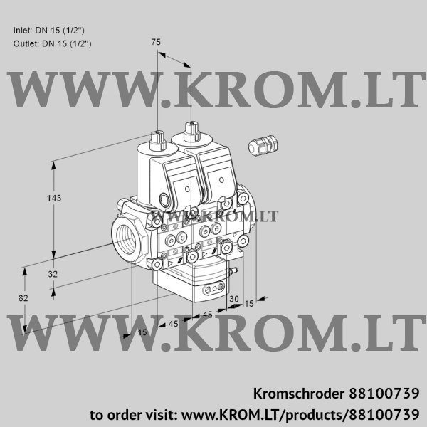 Kromschroder VCH 1E15R/15R05NHEVWR/PPPP/PPPP, 88100739 flow rate regulator, 88100739