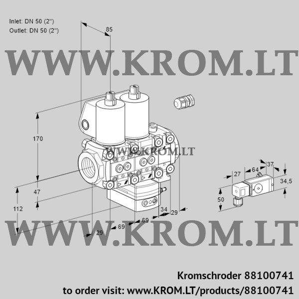 Kromschroder VCD 2E50R/50R05ND-25VWL/PPPP/1-MM, 88100741 pressure regulator, 88100741