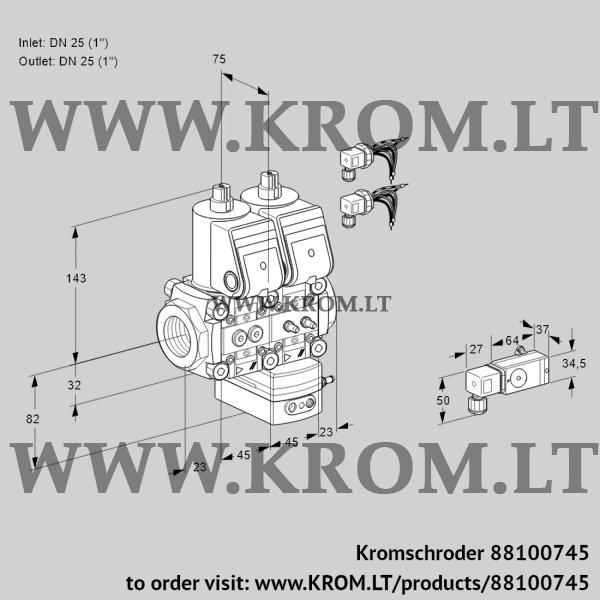 Kromschroder VCG 1E25R/25R05NGEWR6/PPMM/PP2-, 88100745 air/gas ratio control, 88100745