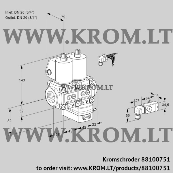 Kromschroder VCG 1E20R/20R05NGKWL/PP-2/PPPP, 88100751 air/gas ratio control, 88100751