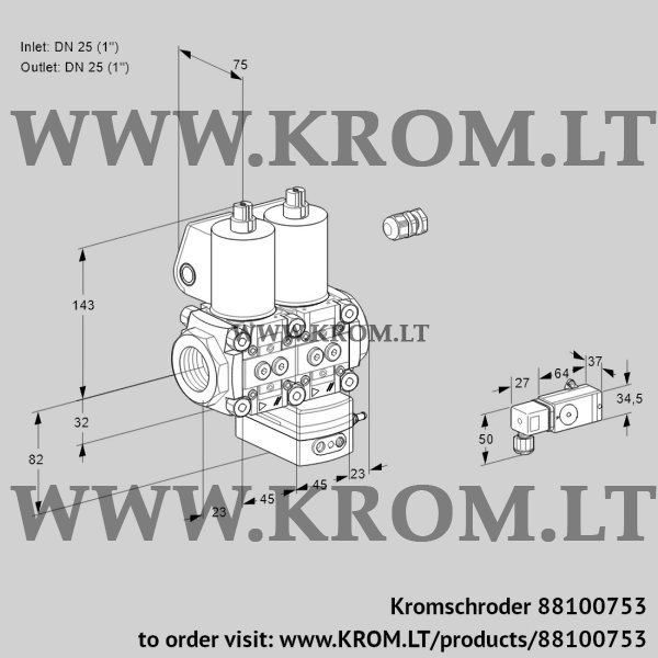 Kromschroder VCG 1E25R/25R05NGKWL/-4PP/3--2, 88100753 air/gas ratio control, 88100753