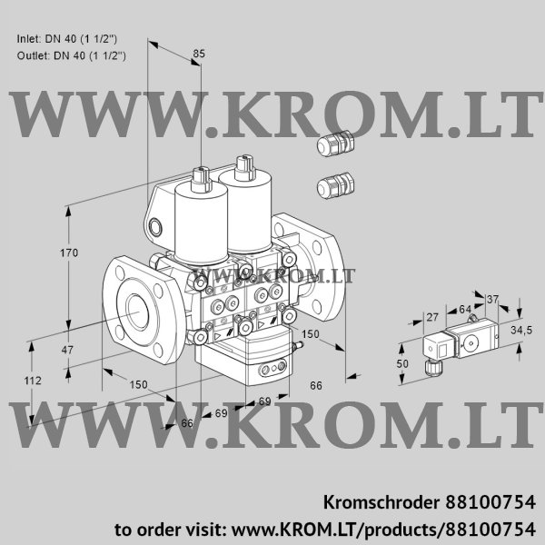 Kromschroder VCD 2E40F/40F05ND-25WL3/PPPP/1-MM, 88100754 pressure regulator, 88100754