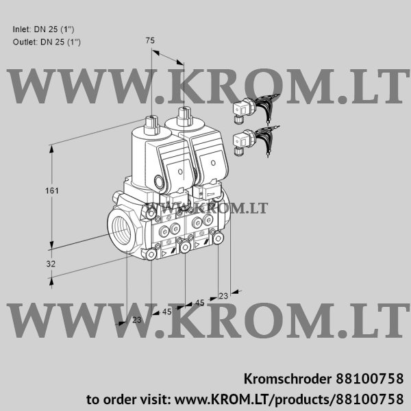 Kromschroder VCS 1E25R/25R05NNWSR8/PPPP/PPPP, 88100758 double solenoid valve, 88100758