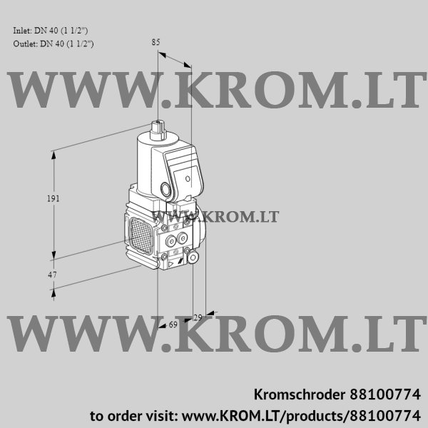 Kromschroder VAS 2T40N/40N05FNQGR/PP/PP, 88100774 gas solenoid valve, 88100774