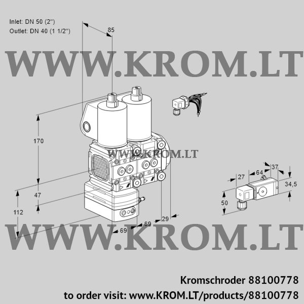 Kromschroder VCD 2E50R/40R05FD-25NWL/MMMM/1--4, 88100778 pressure regulator, 88100778