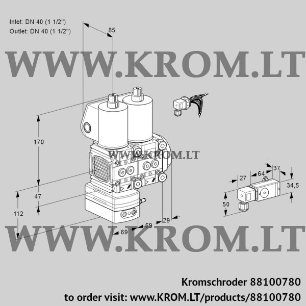 Kromschroder VCD 2E40R/40R05FD-25NWL/MMMM/1--4, 88100780 pressure regulator, 88100780