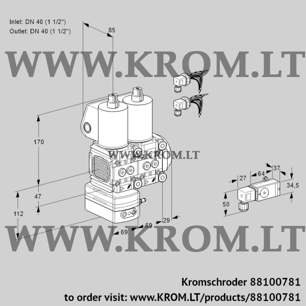 Kromschroder VCD 2E40R/40R05FD-25NWL6/MMPP/1--4, 88100781 pressure regulator, 88100781