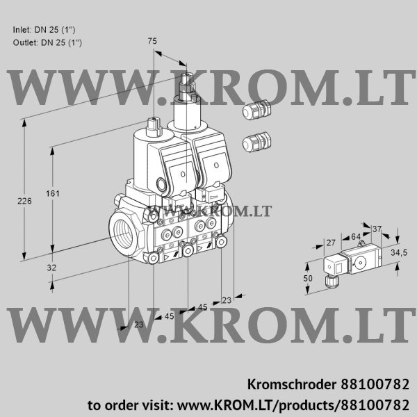 Kromschroder VCS 1E25R/25R05NLWGR3/PP-3/PPPP, 88100782 double solenoid valve, 88100782