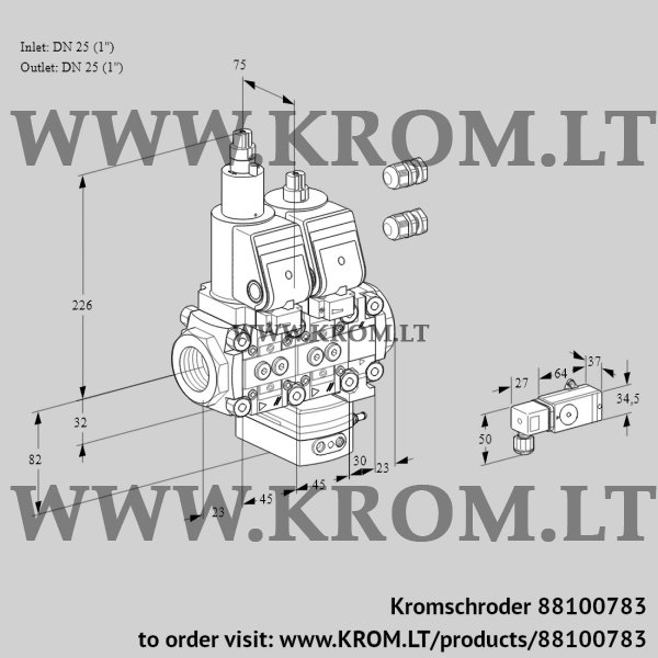 Kromschroder VCH 1E25R/25R05LHEVWGR3/PP-3/PPPP, 88100783 flow rate regulator, 88100783